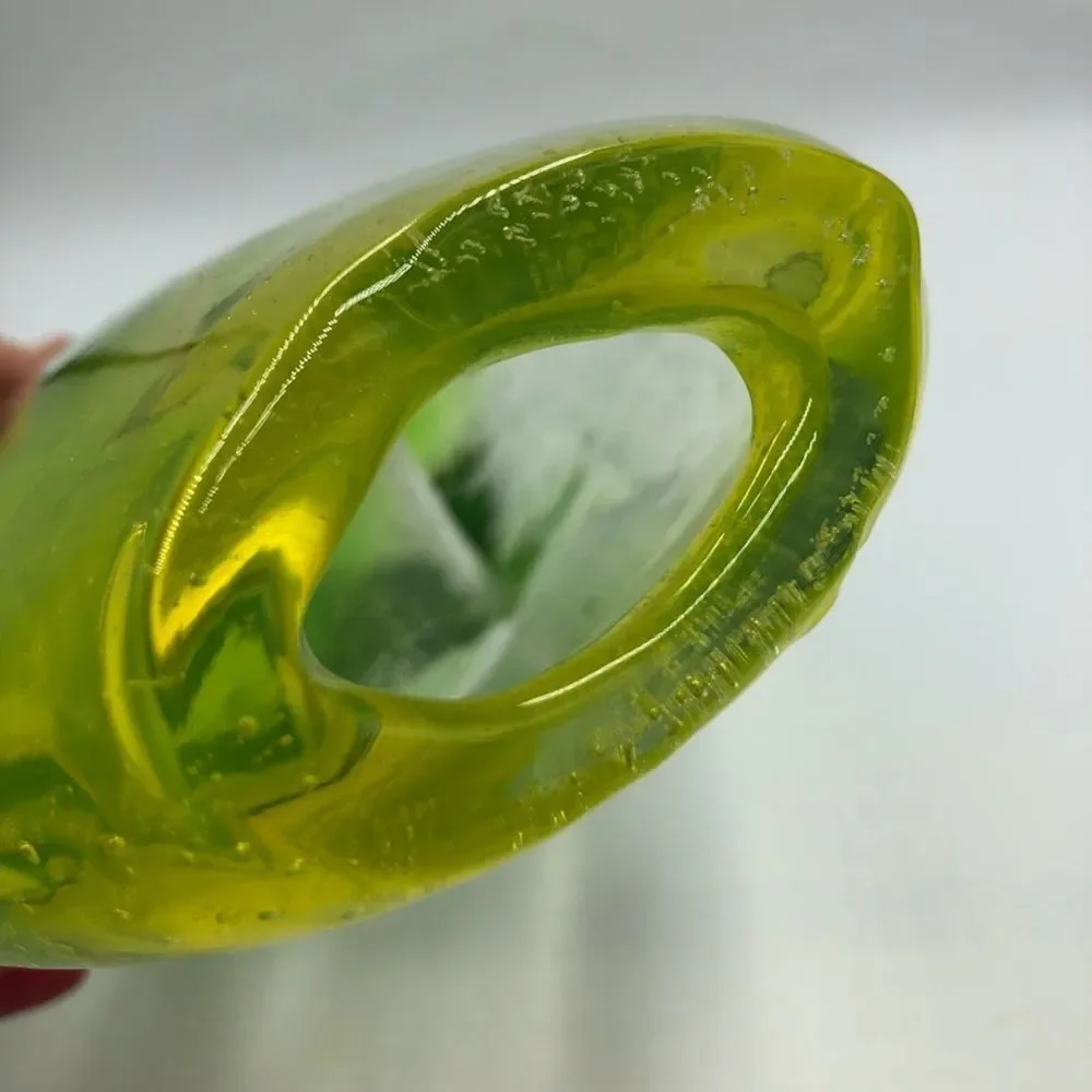 Vintage Ombre Yellow Green Clear Handblown Glass Tabletop Art Vase Décor Indoor